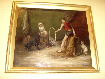 Antique OIL PAINTING ON CANVAS TITLED 