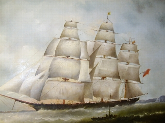 THE CUTTY SARK LATE 19TH CENTURY LARGE OIL PAINTING OF THE CLIPPER SAILING IN ROUGH SEAS BY ARTIS...