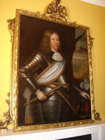 FINE LATE 17TH CENTURY OIL PORTRAIT PAINTING OF DAVID 2nd.EARL WEMYSS WEARING HIS FULL SUIT OF AR...