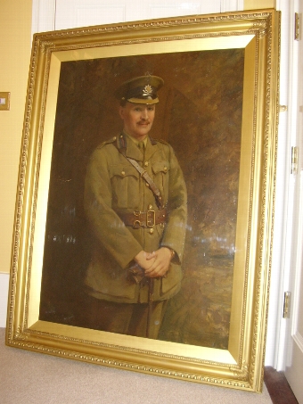 IMPRESSIVE MILITARY OIL PORTRAIT OF A WW1 BRITISH ARMY OFFICER FROM THE CHESHIRE REGIMENT & PAINT...