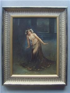 QUALITY OIL PAINTING ON CANVAS OF EXOTIC DANCER MAUD ALLAN AS SHE PORTRAYS SALOME BY GIBRALTARIAN...