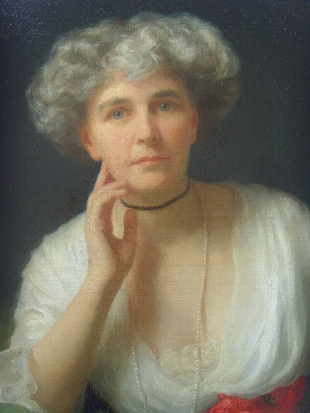 Antique FINE OIL PORTRAIT OF LADY RANDOLPH CHURCHILL C1900 & MOTHER OF WARTIME PRIMINISTER WINSTON CHURCHILL BY ARTIST SYDNEY WALES WHITE 