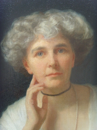 Antique FINE OIL PORTRAIT OF LADY RANDOLPH CHURCHILL C1900 & MOTHER OF WARTIME PRIMINISTER WINSTON CHURCHILL BY ARTIST SYDNEY WALES WHITE 