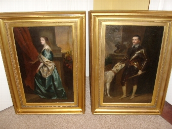 FINE PAIR OF GEORGE III OIL PORTRAITS OF A GENTLEMAN AND LADY IN ORIGINAL FRAMES 