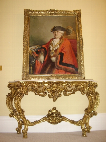 Antique OIL PORTRAIT PAINTING OF LADY MAYORESS OF WIMBLEDON BY ROYAL ACADEMY ARTIST GUY LIPSCOMBE SIZE H52 X W42 INCHES