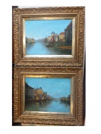 VENICE OIL PAINTINGS SIGNED & IN ORIGINAL ORNATE GILT FRAMES 29 X 24 INCHES  