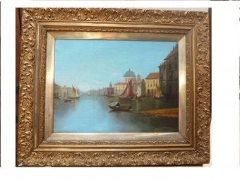 Antique VENICE OIL PAINTINGS SIGNED & IN ORIGINAL ORNATE GILT FRAMES 29 X 24 INCHES  
