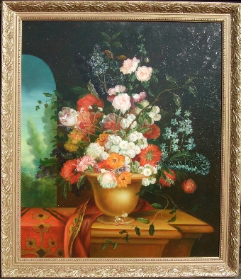 STILL LIFE FLOWER OIL PAINTING BY ARTIST FRANCOIS IN BEAUTIFUL GILT FRAME 