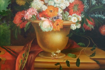 Antique STILL LIFE FLOWER OIL PAINTING BY ARTIST FRANCOIS IN BEAUTIFUL GILT FRAME 