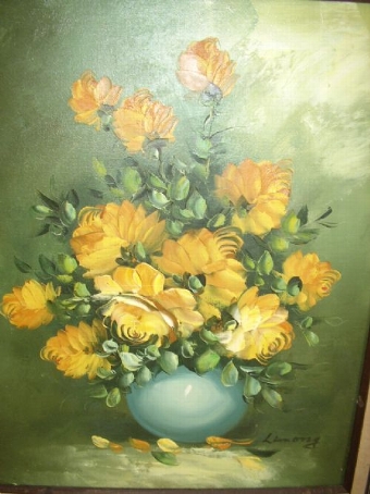 Antique STILL LIFE FLOWER OIL PAINTING ON CANVAS