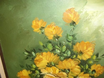 Antique STILL LIFE FLOWER OIL PAINTING ON CANVAS