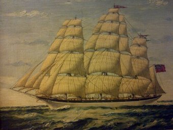 Marine Oil Painting three masted Schooner Panay