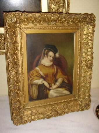 WILLIAM. IV. OIL PORTRAIT OF MARY QUEEN OF SCOTS PAINTING ON WOODEN PANEL