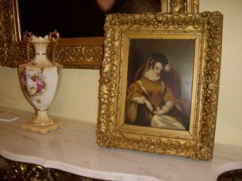 Antique WILLIAM. IV. OIL PORTRAIT OF MARY QUEEN OF SCOTS PAINTING ON WOODEN PANEL