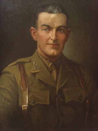 Antique C1919 LARGE MILITARY OIL PORTRAIT PAINTING ARMY OFFICER SIGNED & DATED BY SCOTTISH ARTIST DAVID NICHOLSON INGLES & FRAMED SIZE 43. X. 35. INCHES