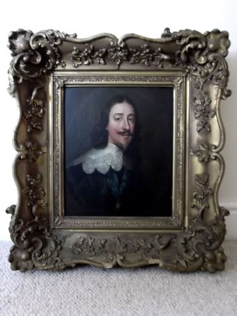 17THC PORTRAIT OF KING CHARLES 1ST AFTER VAN DYCK (1599-1641)IN LATER FRAME