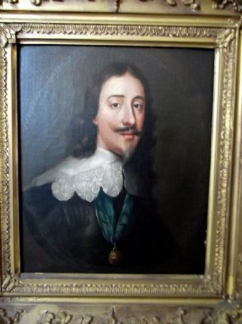 Antique 17THC PORTRAIT OF KING CHARLES 1ST AFTER VAN DYCK (1599-1641)IN LATER FRAME