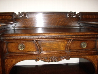Antique WARING & GILLOWS HAND CRAFTED OAK SIDEBOARD WITH BURR WALNUT INLAY C1910