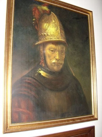 PORTRAIT OF MAN IN ARMOUR AFTER REMBRANDTS ORIGINALOF MAN IN GOLDEN HAT.