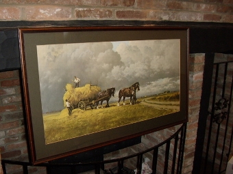 QUALITY PRINT UNDER GLASS BY COULSON DEPICTING HARVEST TIME  44.5 INCHES X 27 INS