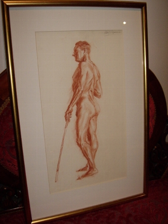 PASTEL STUDY OF MALE FORM BY CLODAYL SPARROW C1950