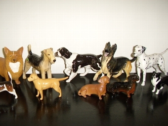 Antique COLLECTION OF 18  ROYAL DOULTON & BESWICK ASSORTED PORCELAIN GLAZED DOGS 