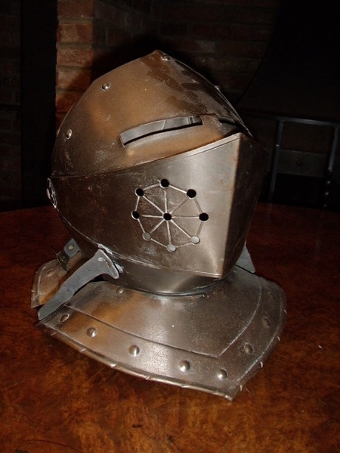 Antique STAINLESS STEEL HELMET FROM SUIT OF ARMOUR WITH OPENING VISA
