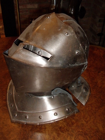 Antique STAINLESS STEEL HELMET FROM SUIT OF ARMOUR WITH OPENING VISA