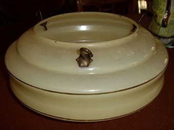 C1920-40 GLASS LIGHT BOWL WITH HOOKS FOR CHAINS