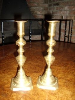 PAIR OF VICTORIAN BRASS CANDLESTICKS 