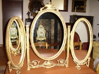 TRIPPLE OVAL MIRRORS FREE STANDING ADAMS STYLE IN PLASTER & GILT FINISH 
