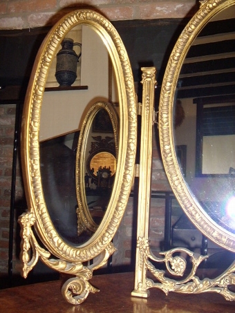 Antique TRIPPLE OVAL MIRRORS FREE STANDING ADAMS STYLE IN PLASTER & GILT FINISH 
