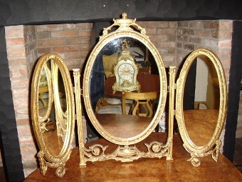 Antique TRIPPLE OVAL MIRRORS FREE STANDING ADAMS STYLE IN PLASTER & GILT FINISH 