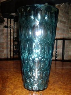 BLUE BUBBLE GLASS FLOWER VASE