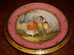 QUALITY CONTINENTAL FACTORY HAND PAINTED CABINET PLATE C1860 