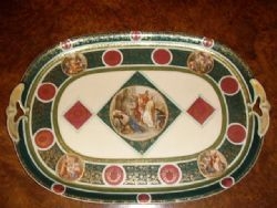 LARGE CONTINENTAL PORCELAIN VIENNA TRAY INSET WITH NEO CLASSICAL CAMEO SCENES