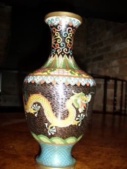 CLOISONNE ENAMELLED DRAGON VASE 