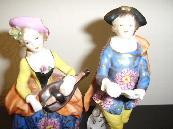 Antique A FINE PAIR OF CONTINENTAL FACTORY FIGURINES C1900 