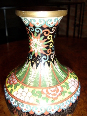 Antique CLOISONNE ENAMELLED DRAGON VASE 