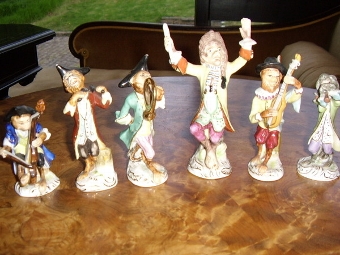 Antique CONTINENTAL FACTORY MEISSEN STYLE MONKEY BAND MUSICIANS PLAYING WITH CONDUCTOR