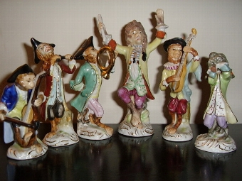 Antique CONTINENTAL FACTORY MEISSEN STYLE MONKEY BAND MUSICIANS PLAYING WITH CONDUCTOR