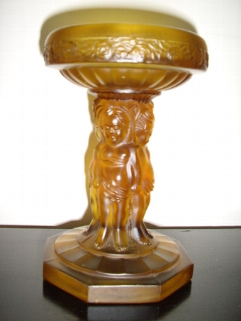 Antique AMBER GLASS CHERUB TABLE CENTREPIECE 