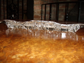 Antique FINE CUT GLASS SALAD BOAT & SERVERS C1920 
