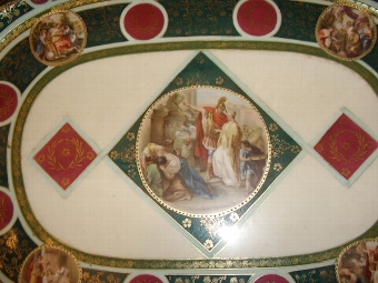Antique LARGE CONTINENTAL PORCELAIN VIENNA TRAY INSET WITH NEO CLASSICAL CAMEO SCENES