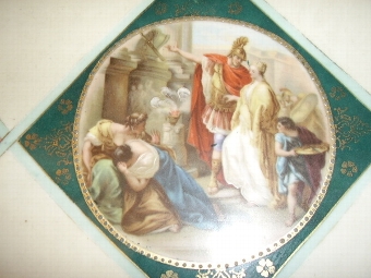 Antique LARGE CONTINENTAL PORCELAIN VIENNA TRAY INSET WITH NEO CLASSICAL CAMEO SCENES