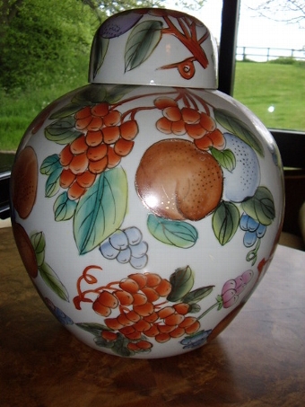 Antique LARGE GINGER JAR WITH CAPPED LID  
