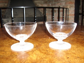Antique PAIR OF LALIQUE DESERT GLASSES SIGNED UNDERNEATH 