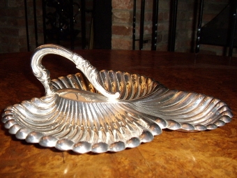 Antique SILVER PLATED OYSTER OR BUFFET DISH IN DESIGN OF SHELL 