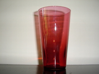 Antique VICTORIAN CRANBERRY GLASS BEAKER C1880-90 
