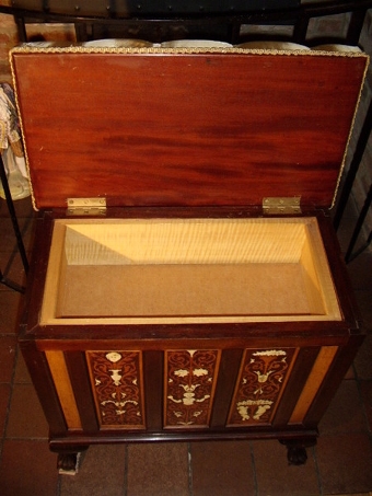 Antique INLAID PIANO / DRESSING TABLE STOOL WITH BALL & CLAW FEET C1890-1910